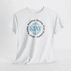 Stay Positive Graphic Tee — 'STAY' Inspirational Badge T‑Shirt