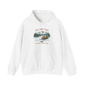 An outdoor scenic graphic with a snowy scene with a snowmobile and pine trees and mountains in the background, with the text 'ski and ride, winter adventure', perfect for outdoor adventure seekers.