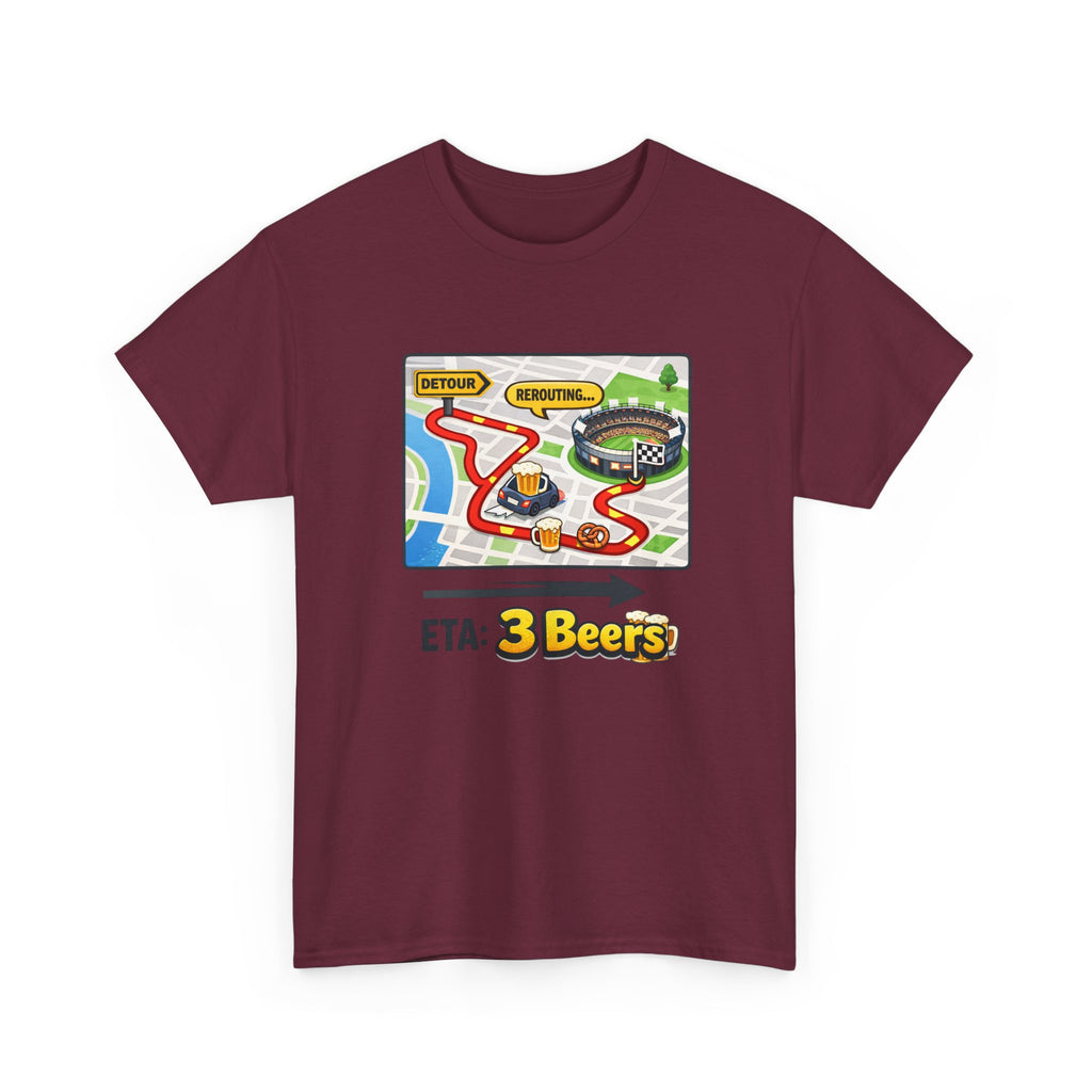 Beer Sports Trip T-Shirt — "ETA: 3 Beers" Funny Game Day Tee