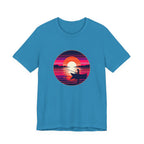 Sunset Fishing T‑Shirt — Retro Ocean Silhouette Tee Woman Fishing