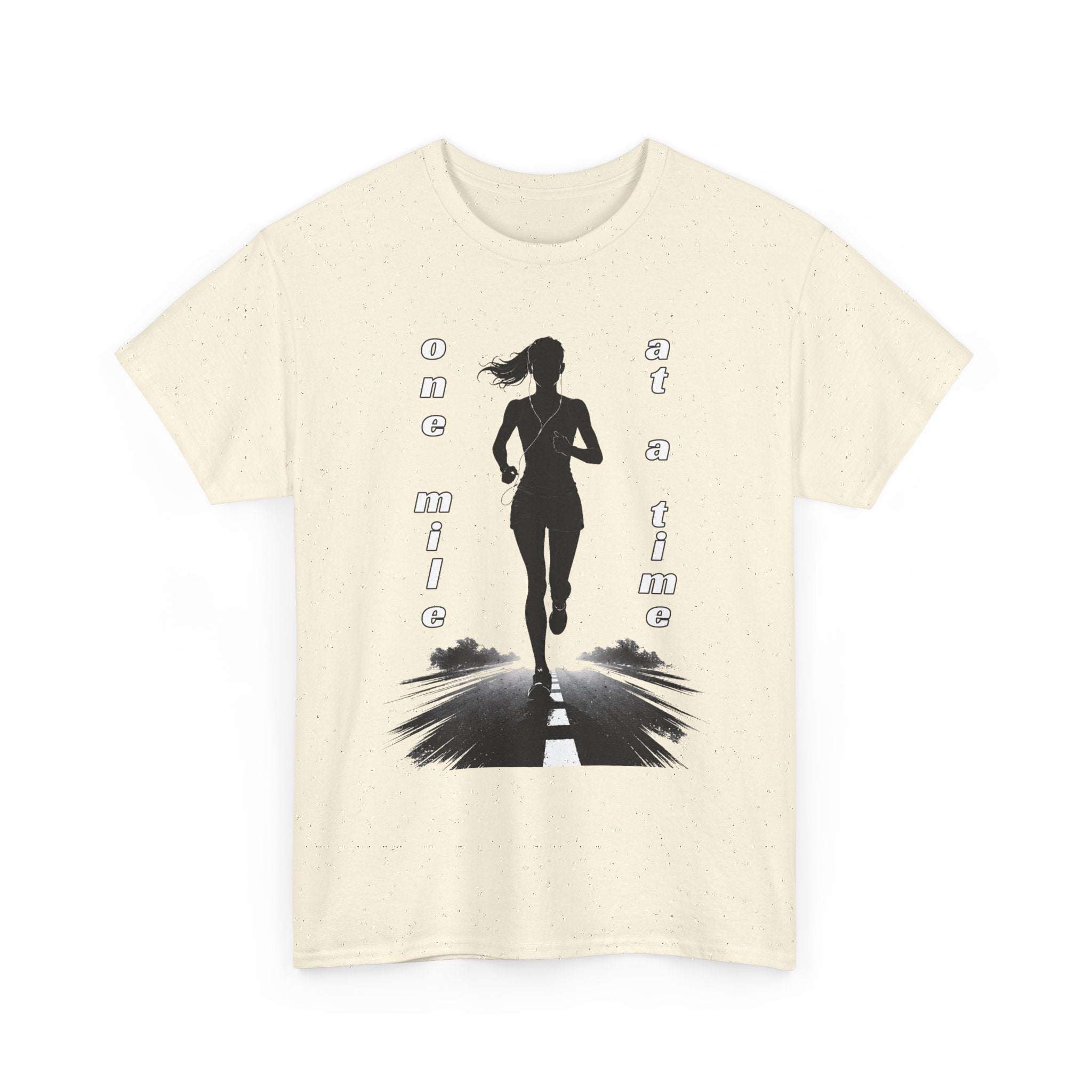 Woman Running Silhouette T‑Shirt – One Mile At A Time Graphic Tee
