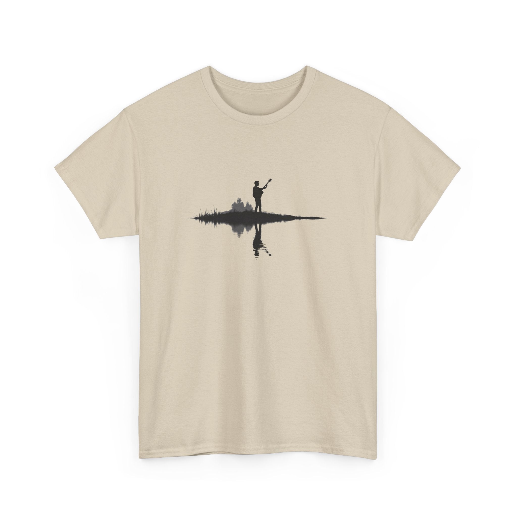 Guitarist Silhouette T-Shirt — Water Reflection Musician Tee