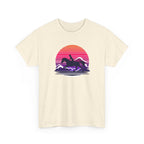 Woman Ride Horse Sunset T-Shirt — Retro Silhouette Beach Vibe Tee