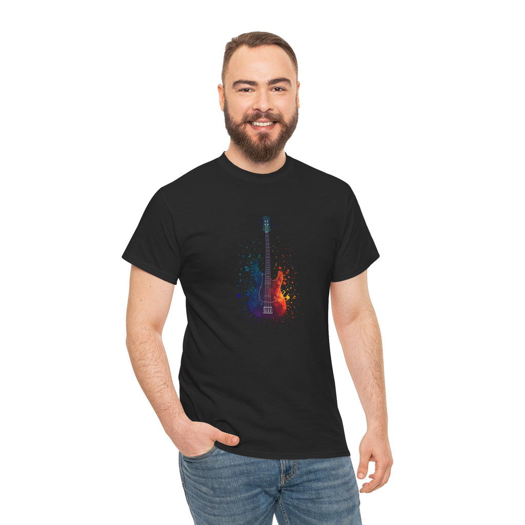 Guitar Splash T‑Shirt — Watercolor Electric Bass Guitar Music Tee