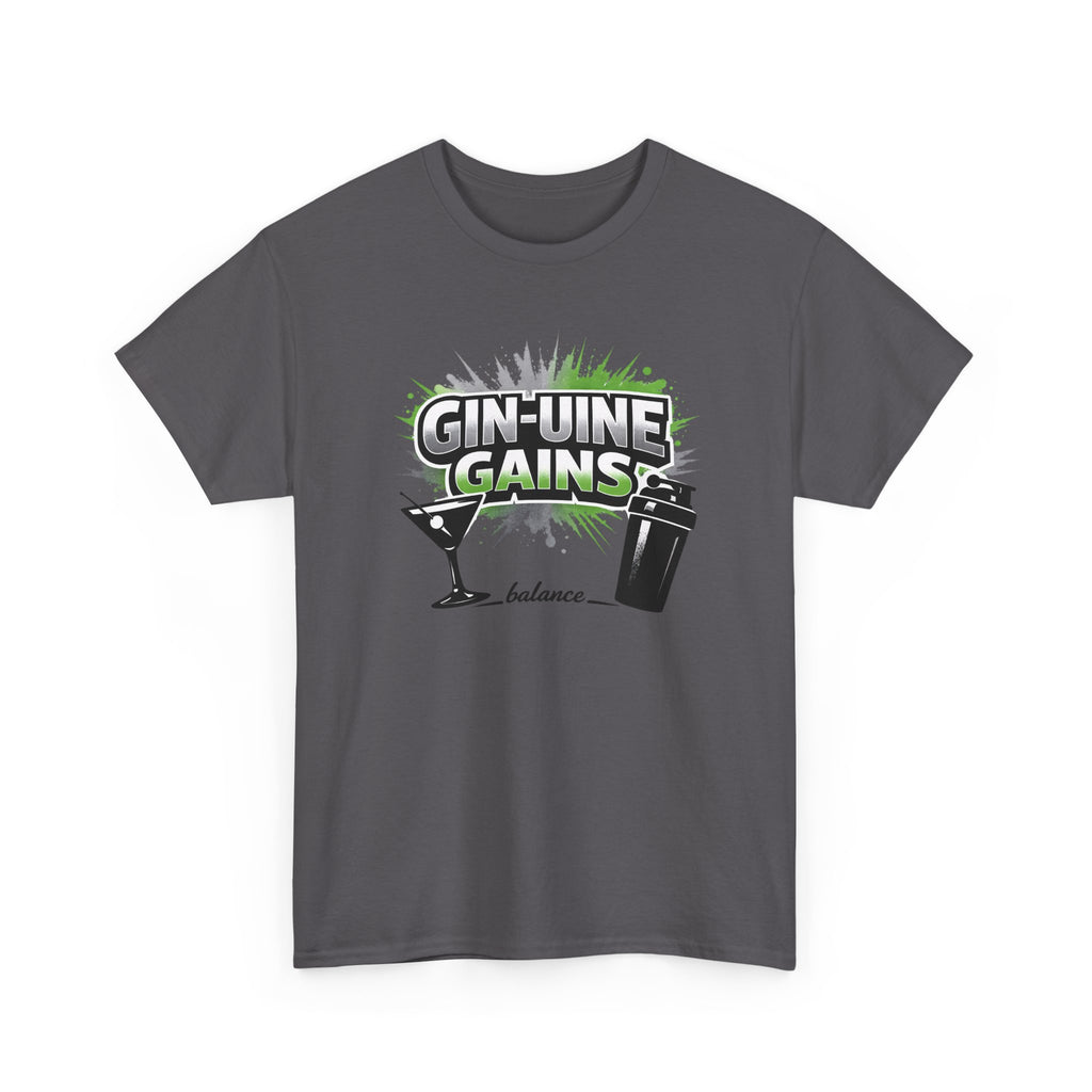 Gin-Uine Gains Tee – Funny Cocktail & Fitness Graphic T-Shirt