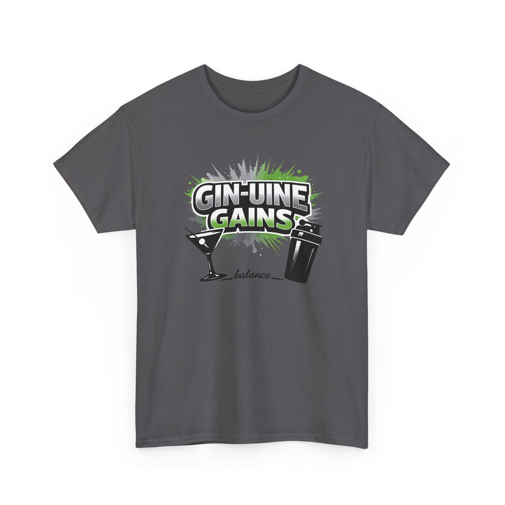 Gin-Uine Gains Tee – Funny Cocktail & Fitness Graphic T-Shirt