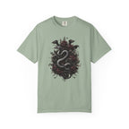 Snake Crest T-Shirt — Gothic Serpent Floral Graphic Tee
