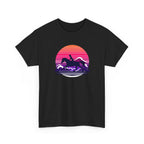 Woman Ride Horse Sunset T-Shirt — Retro Silhouette Beach Vibe Tee