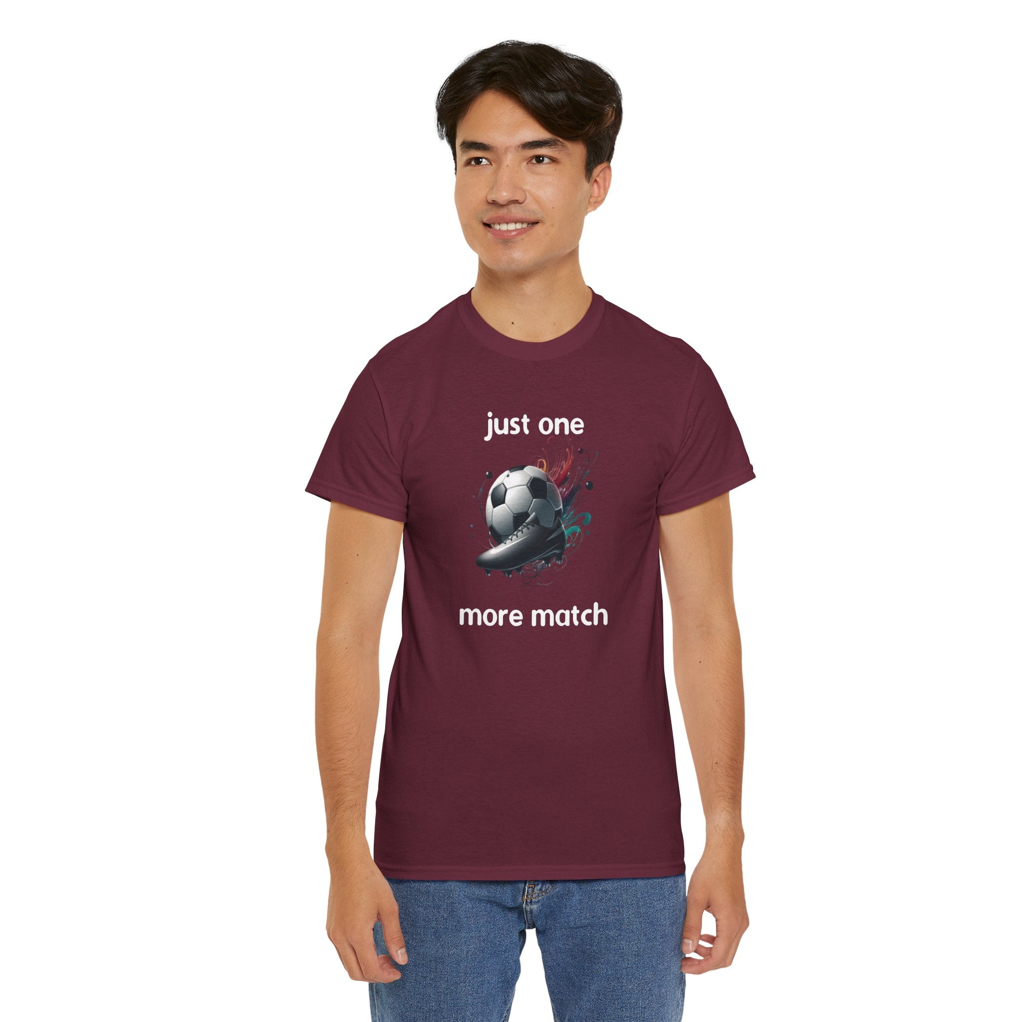 "Just One More Match" T-Shirt — Football Soccer Graphic Tee