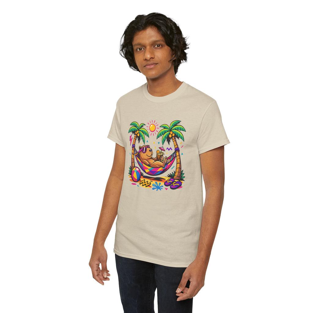 Beach Capybara Hammock T‑Shirt — Tropical Summer Vibes Graphic Tee