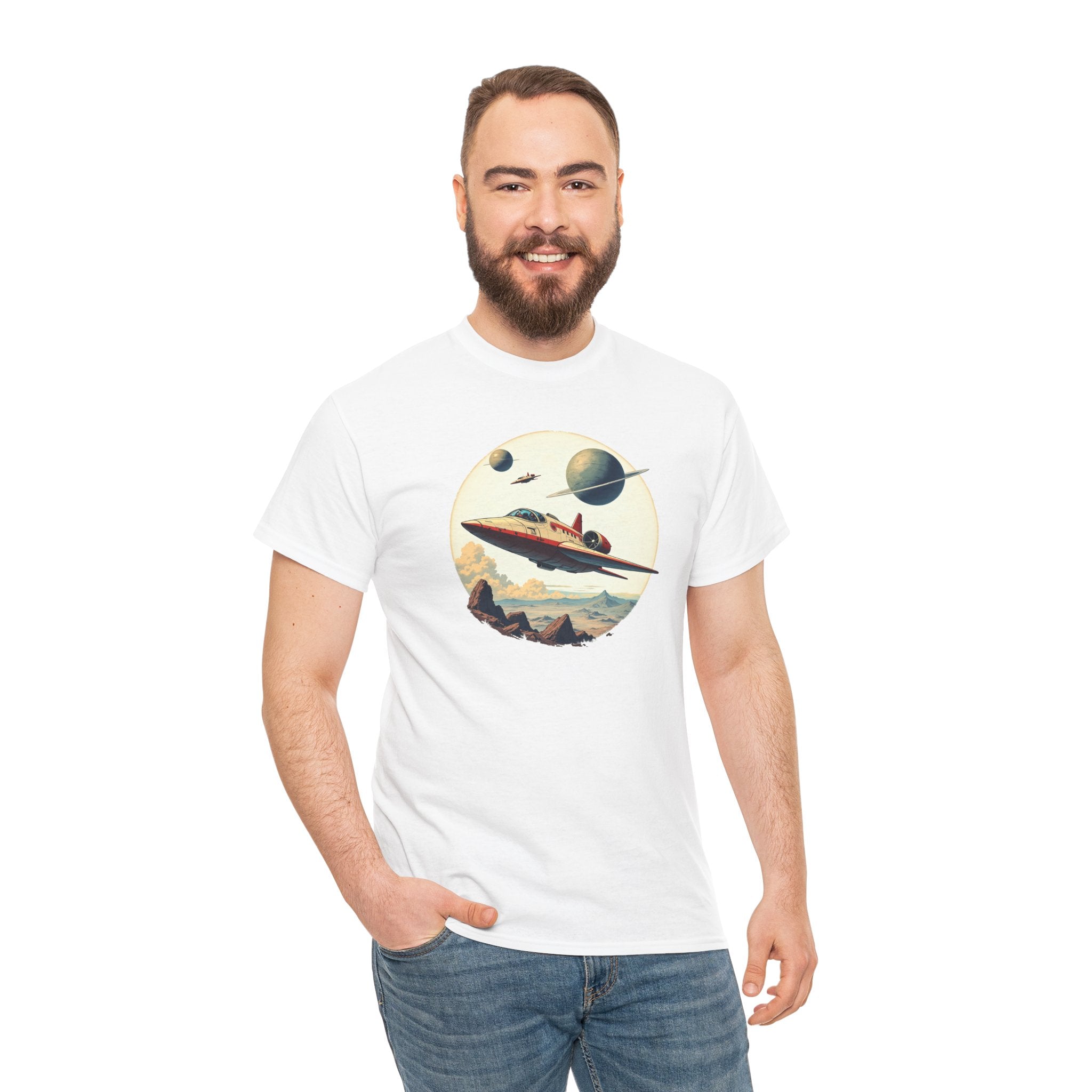 Retro Space T‑Shirt — Vintage Sci‑Fi Rocket Tee