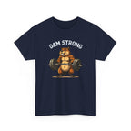 Dam Strong Beaver Weightlifting T-Shirt — Funny Gym Tee for Fitness Lovers