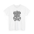 Hard Yakka Hiker T-Shirt — Outdoor Hiking Tee with Mountain Bootprint Design