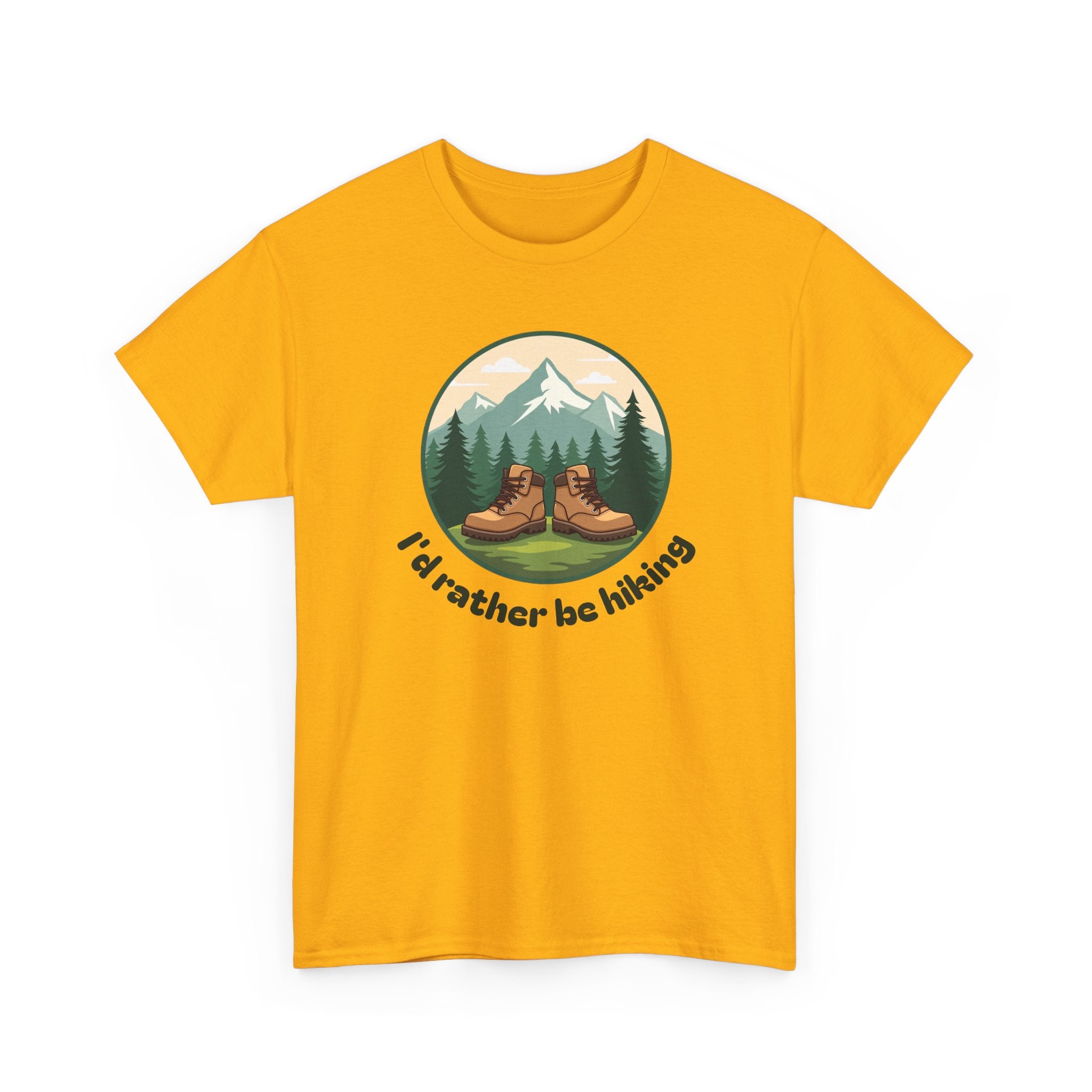 Hiking T-Shirt — 'I'd Rather Be Hiking' Mountain & Camping Graphic Tee