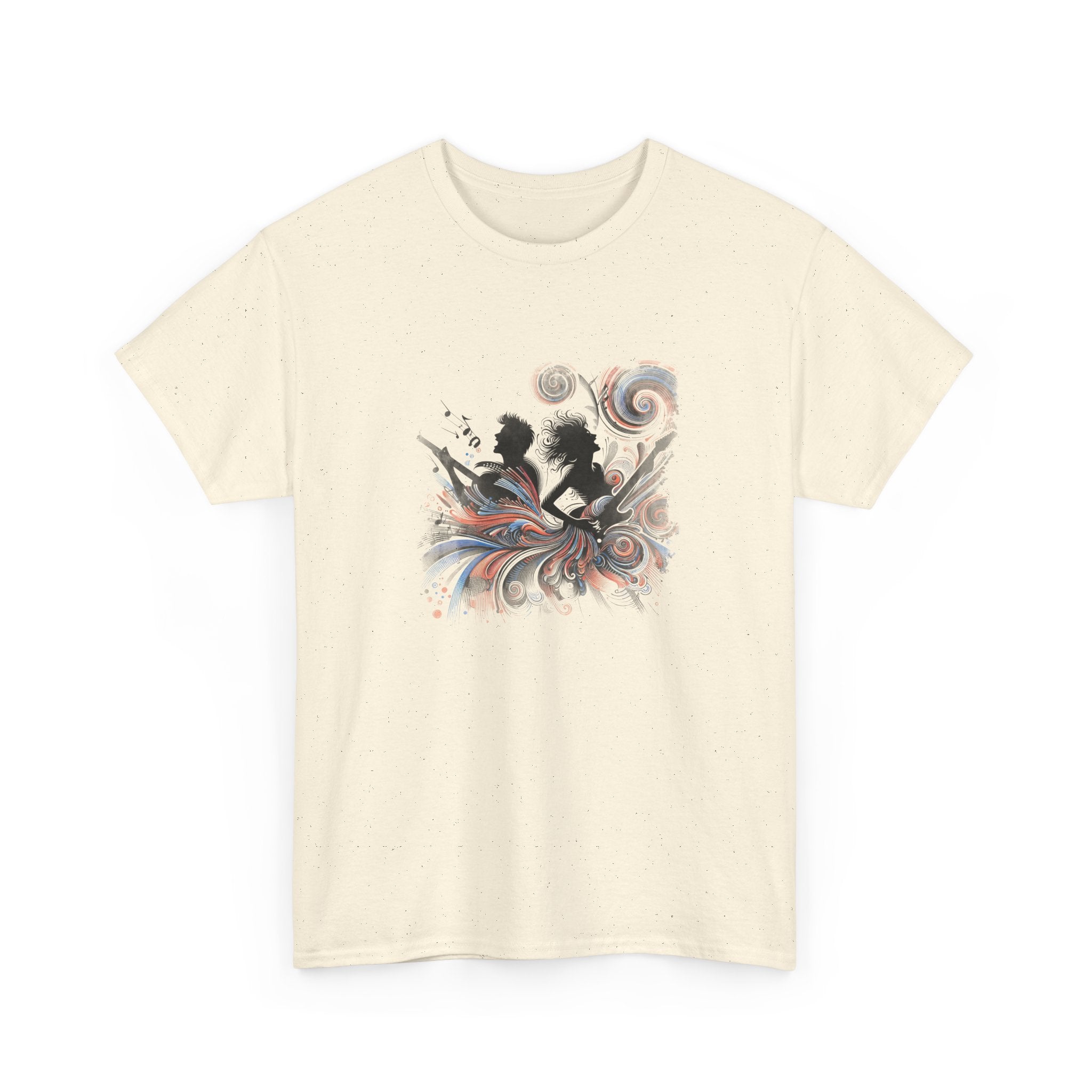 Silhouette Musicians Tee - Artistic Swirl Music Graphic Shirt