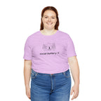Social Battery Low T-Shirt — Minimal Camping Nature Graphic Introvert Tee