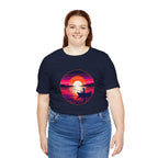Sunset Fishing T‑Shirt — Retro Ocean Silhouette Tee Woman Fishing