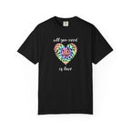 Rainbow Heart Tie-Dye Style T-Shirt — "All You Need Is Love" Graphic Tee
