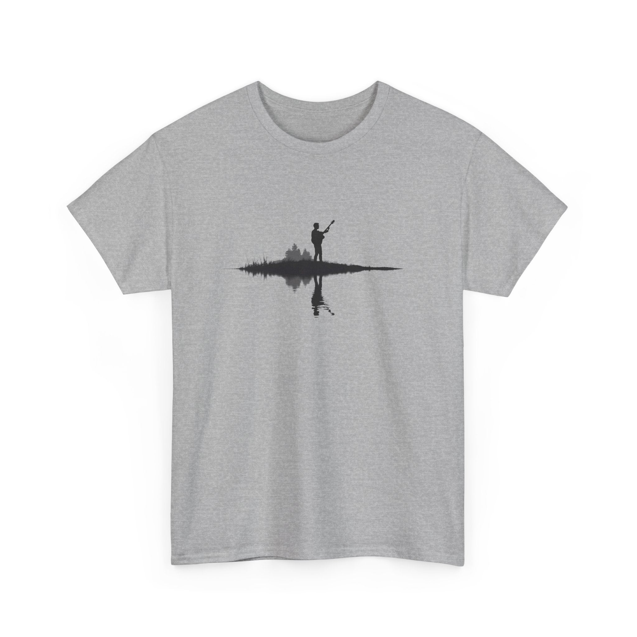 Guitarist Silhouette T-Shirt — Water Reflection Musician Tee