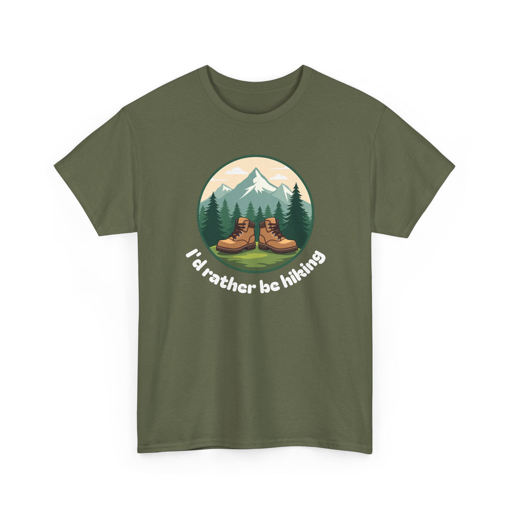 Hiking T-Shirt — 'I'd Rather Be Hiking' Mountain & Camping Graphic Tee