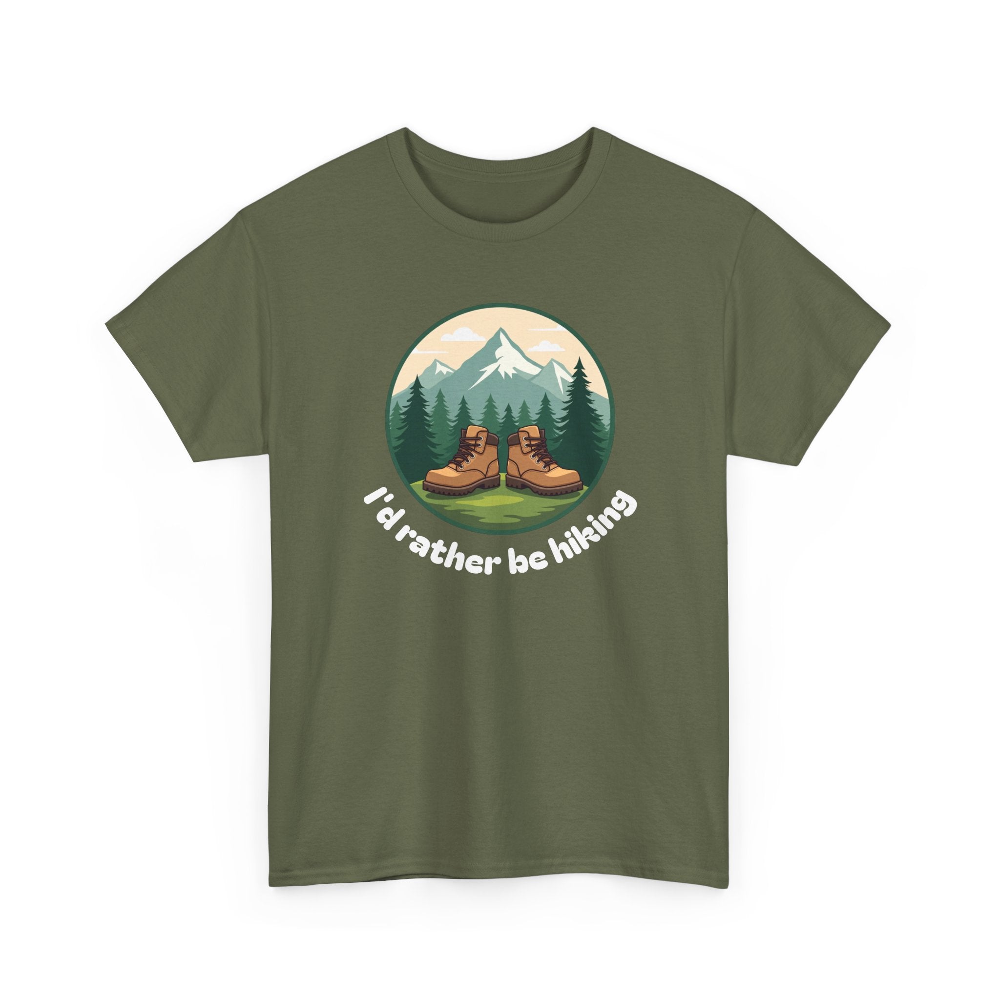 Hiking T-Shirt — 'I'd Rather Be Hiking' Mountain & Camping Graphic Tee