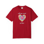 Rainbow Heart Tie-Dye Style T-Shirt — "All You Need Is Love" Graphic Tee