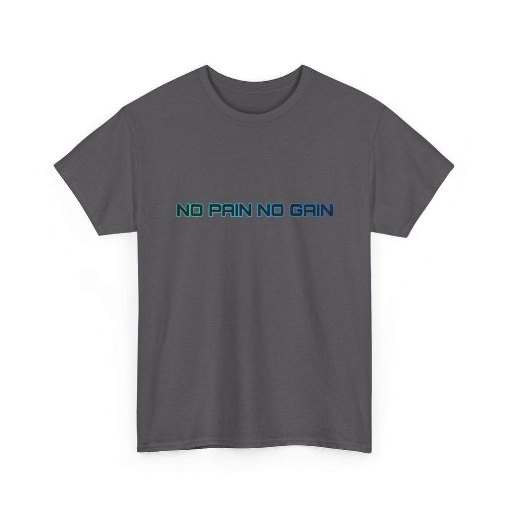 No Pain No Gain T-Shirt Minimal Green Blue Gym Motivational Workout Tee