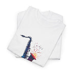 Saxophone Watercolor Tee — Artistic Jazz Instrument Shirt