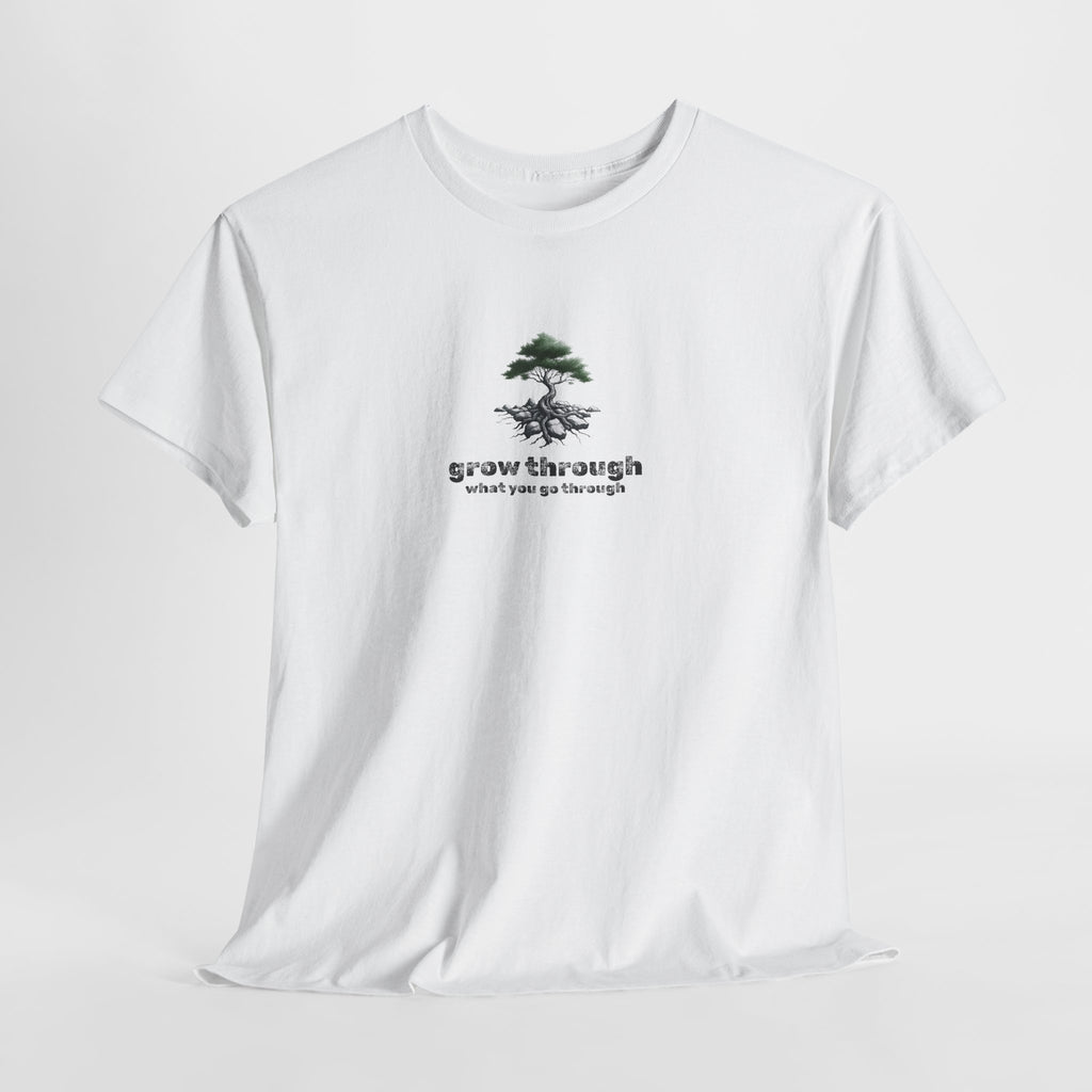Grow Through What You Go Through Tee — Minimal Bonsai Tree Inspirational T-Shirt