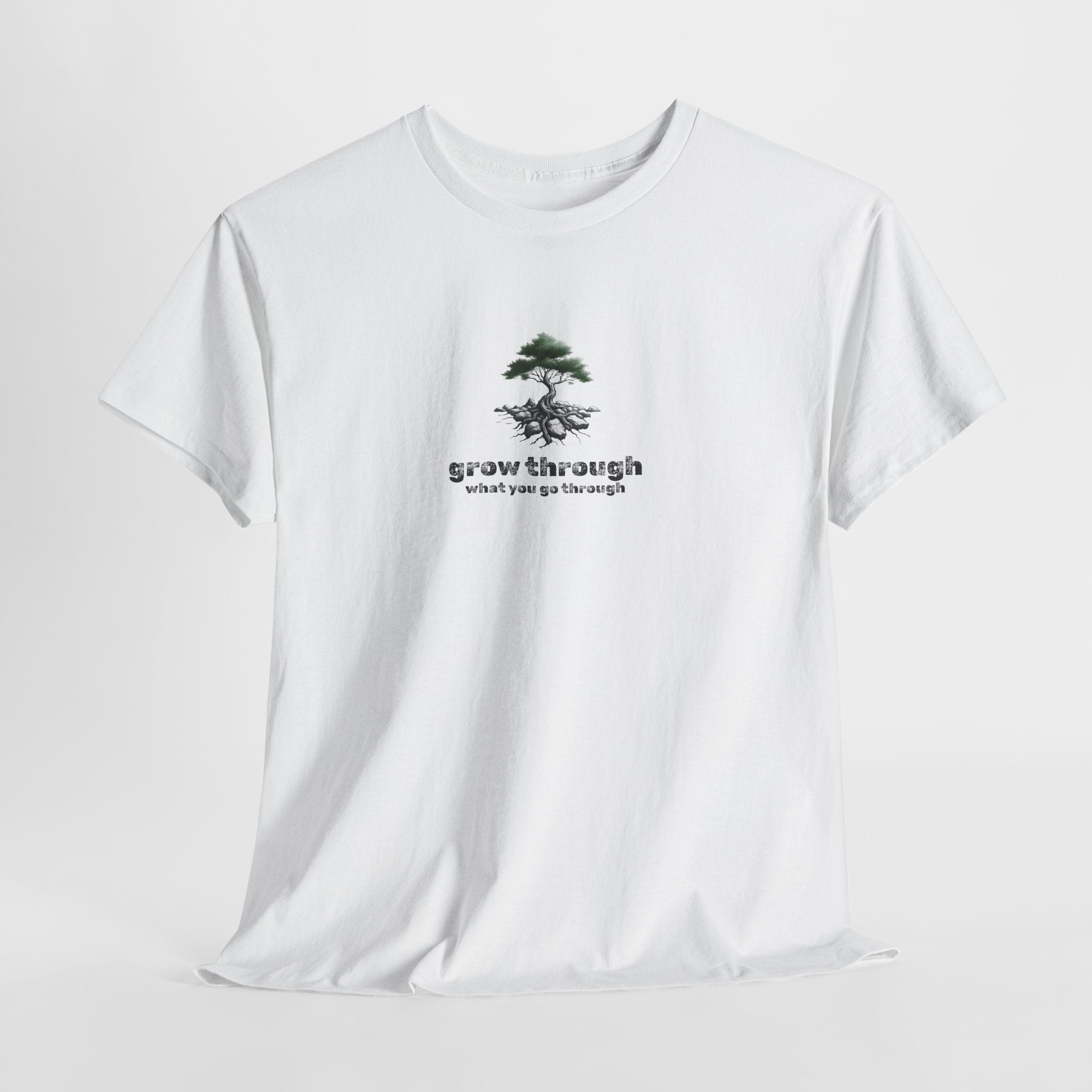 Grow Through What You Go Through Tee — Minimal Bonsai Tree Inspirational T-Shirt