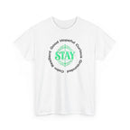 T shirt with the words stay resilient, good, hopeful, curious, grounded, calm.