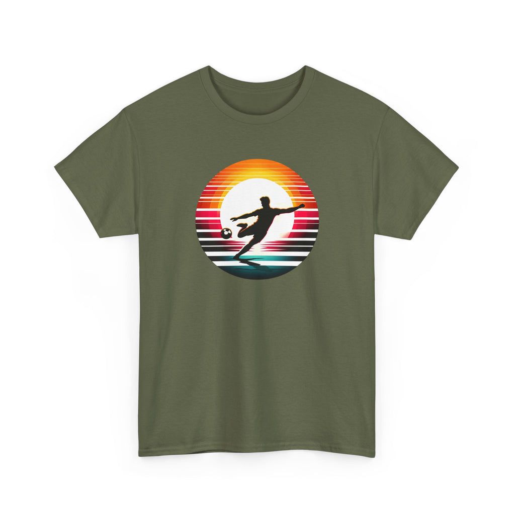 Football Soccer Silhouette Tee — Retro Sunset Soccer T-Shirt