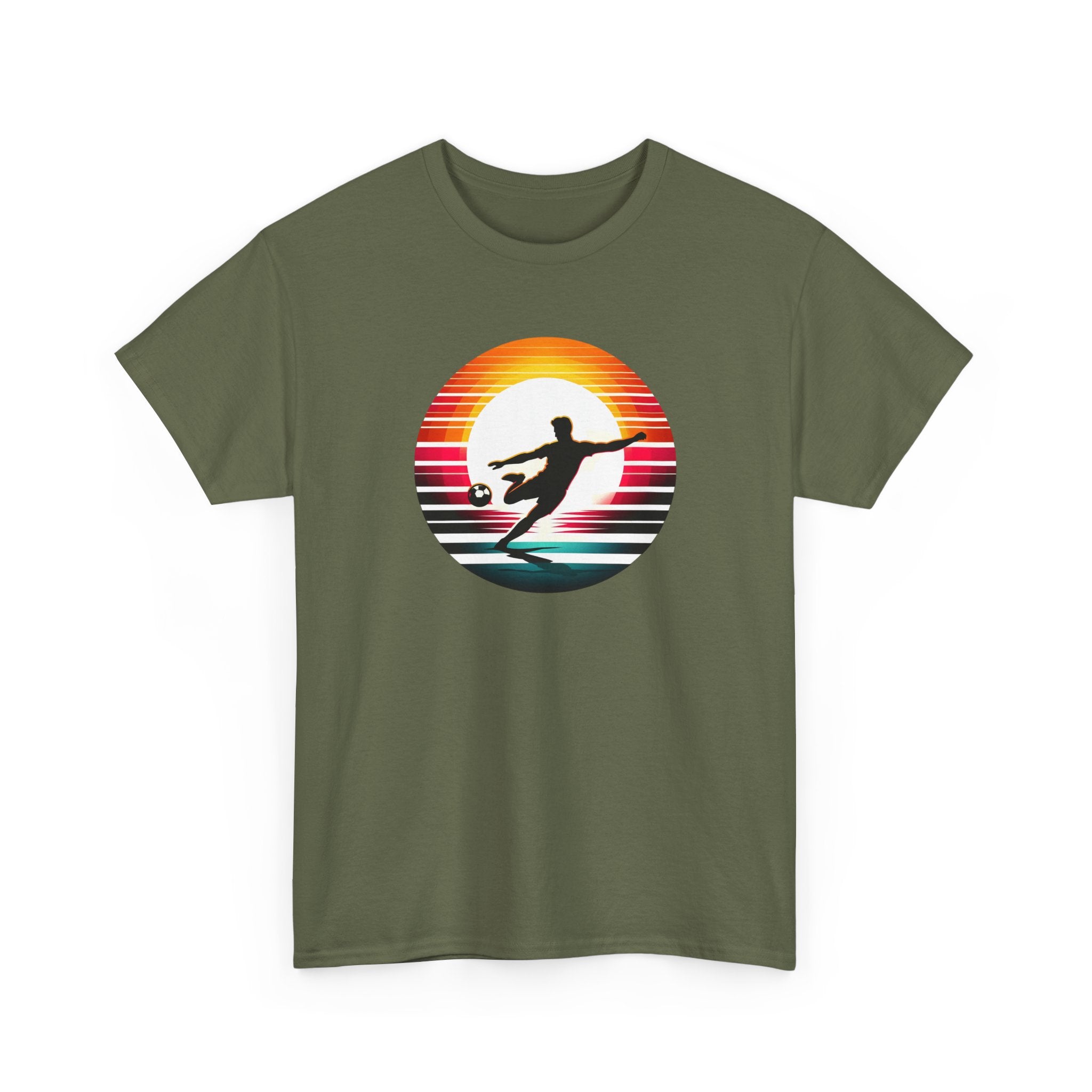 Football Soccer Silhouette Tee — Retro Sunset Soccer T-Shirt