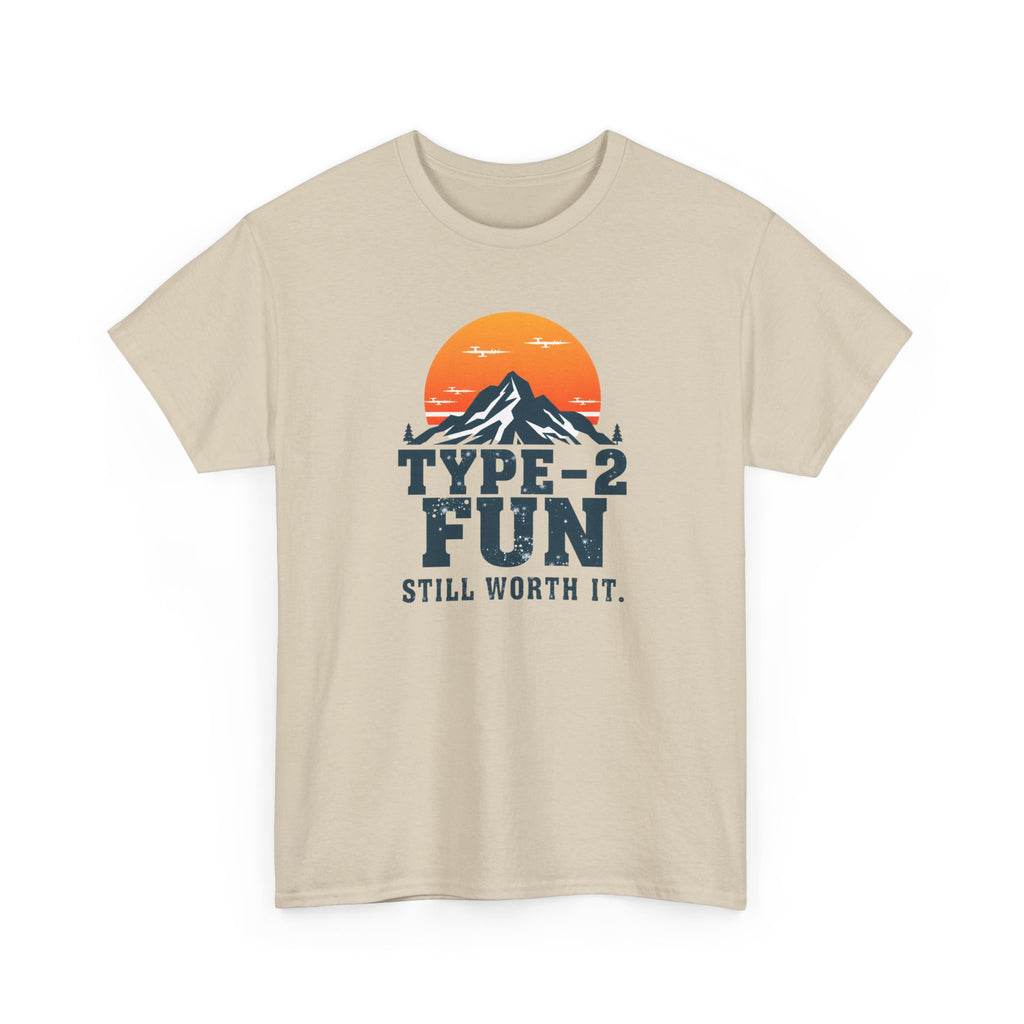 Type‑2 Fun Mountain T‑Shirt — "Type-2 Fun Still Worth It" Retro Sunset Tee