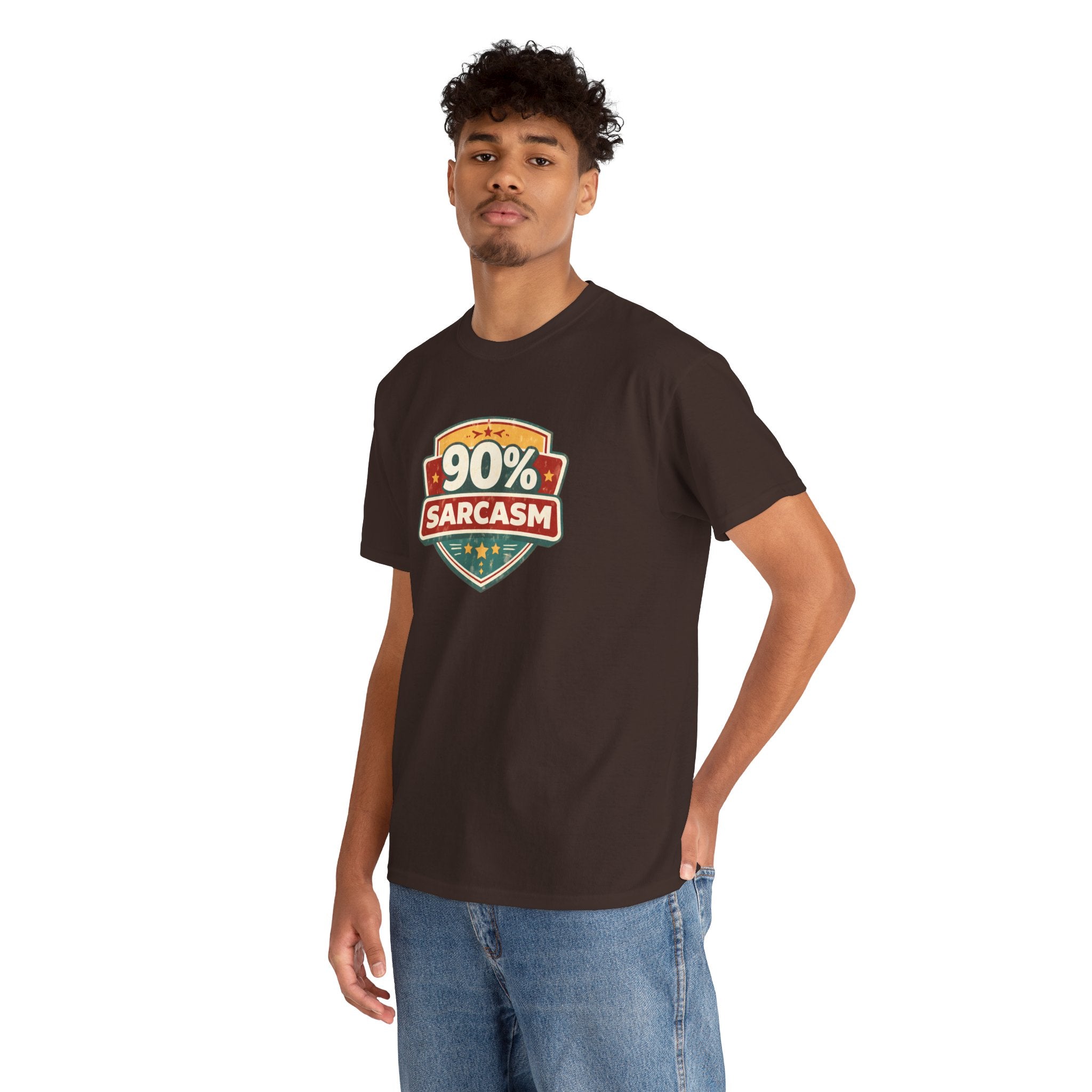 90% Sarcasm T-Shirt — Funny Retro Badge Graphic Tee for Sarcastic Humor