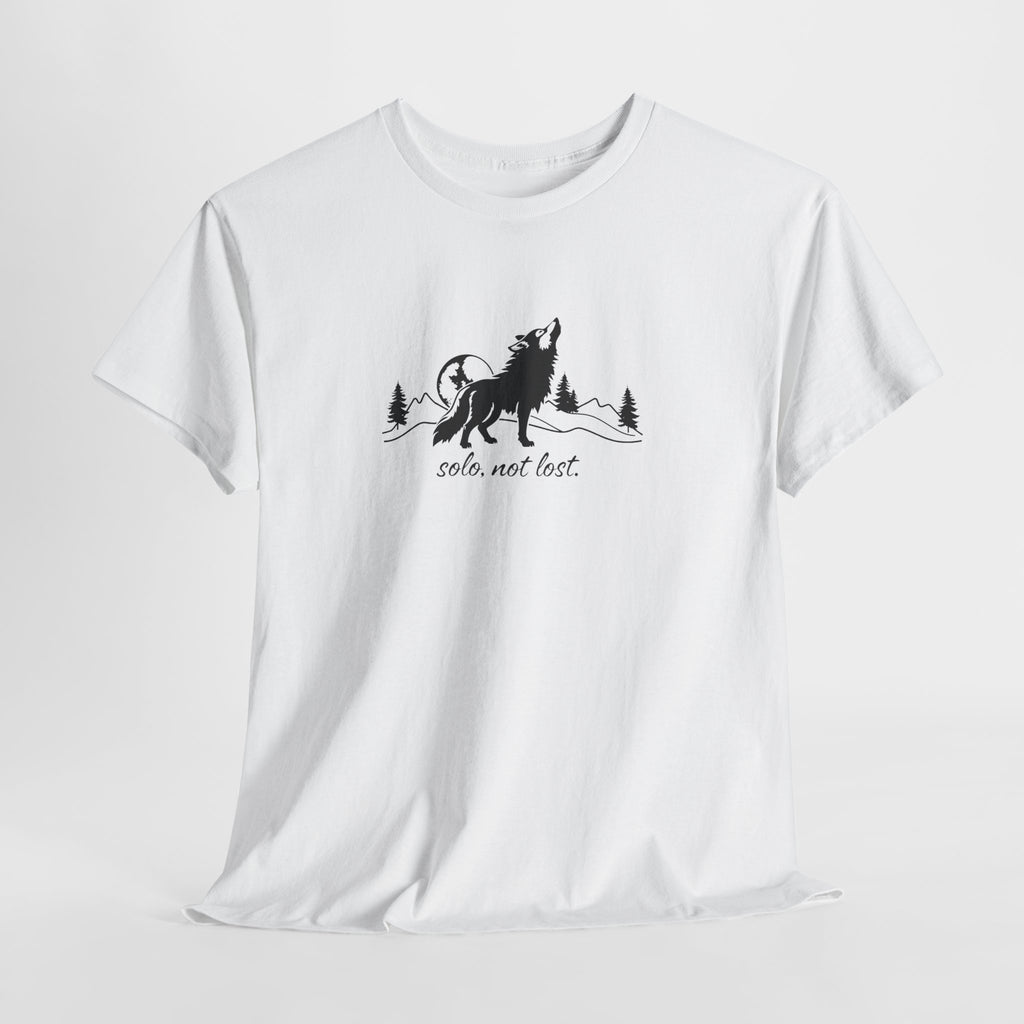 Howling Wolf T-Shirt — 'Solo, Not Lost' Mountain Graphic Tee