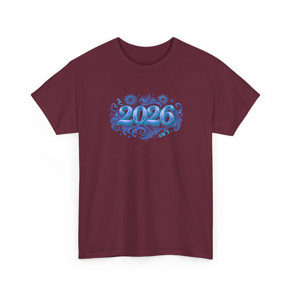 2026 Decorative Script Tee — New Year Celebration T-Shirt