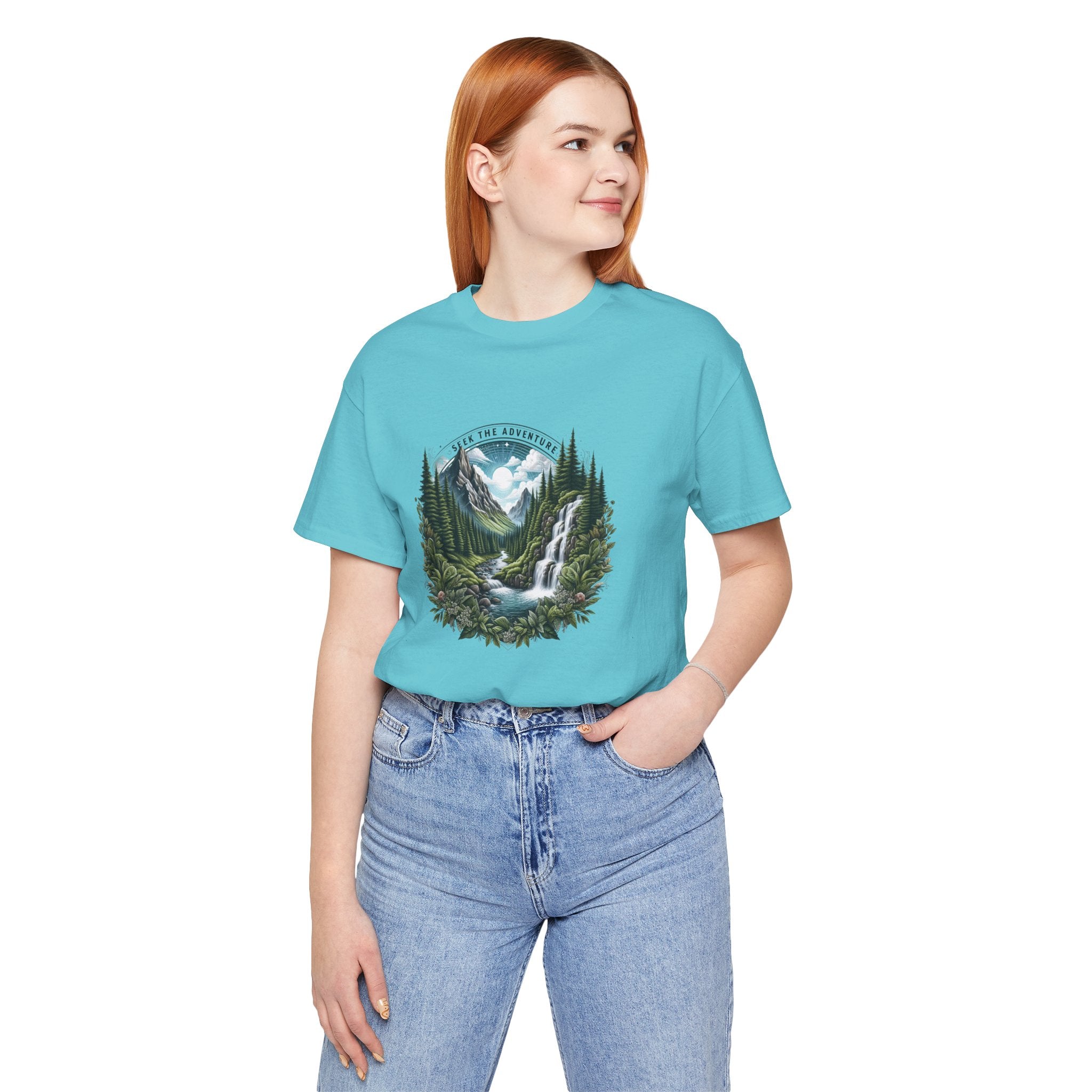 Nature Adventure T-Shirt — Mountain Waterfall Forest Graphic Tee