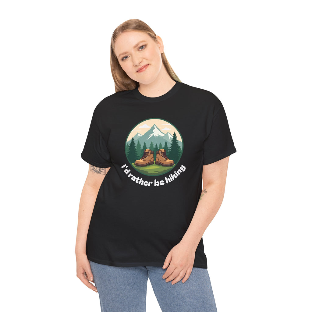 Hiking T-Shirt — 'I'd Rather Be Hiking' Mountain & Camping Graphic Tee