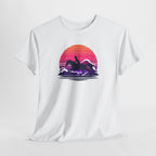 Woman Ride Horse Sunset T-Shirt — Retro Silhouette Beach Vibe Tee