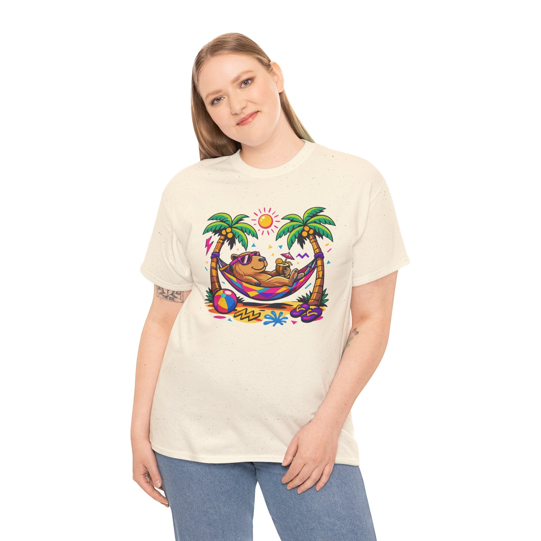 Beach Capybara Hammock T‑Shirt — Tropical Summer Vibes Graphic Tee