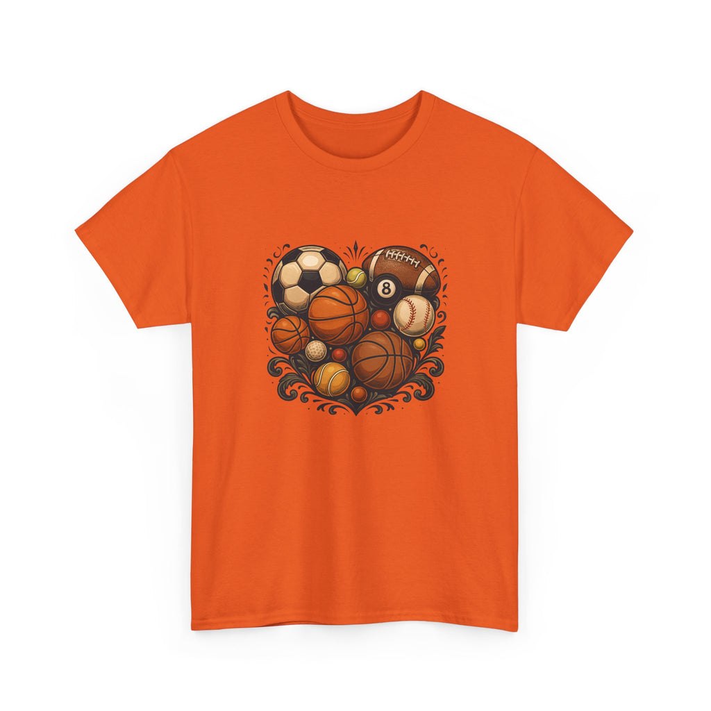 Sports Heart Graphic Tee — Basketball, Soccer & Baseball Love Shirt