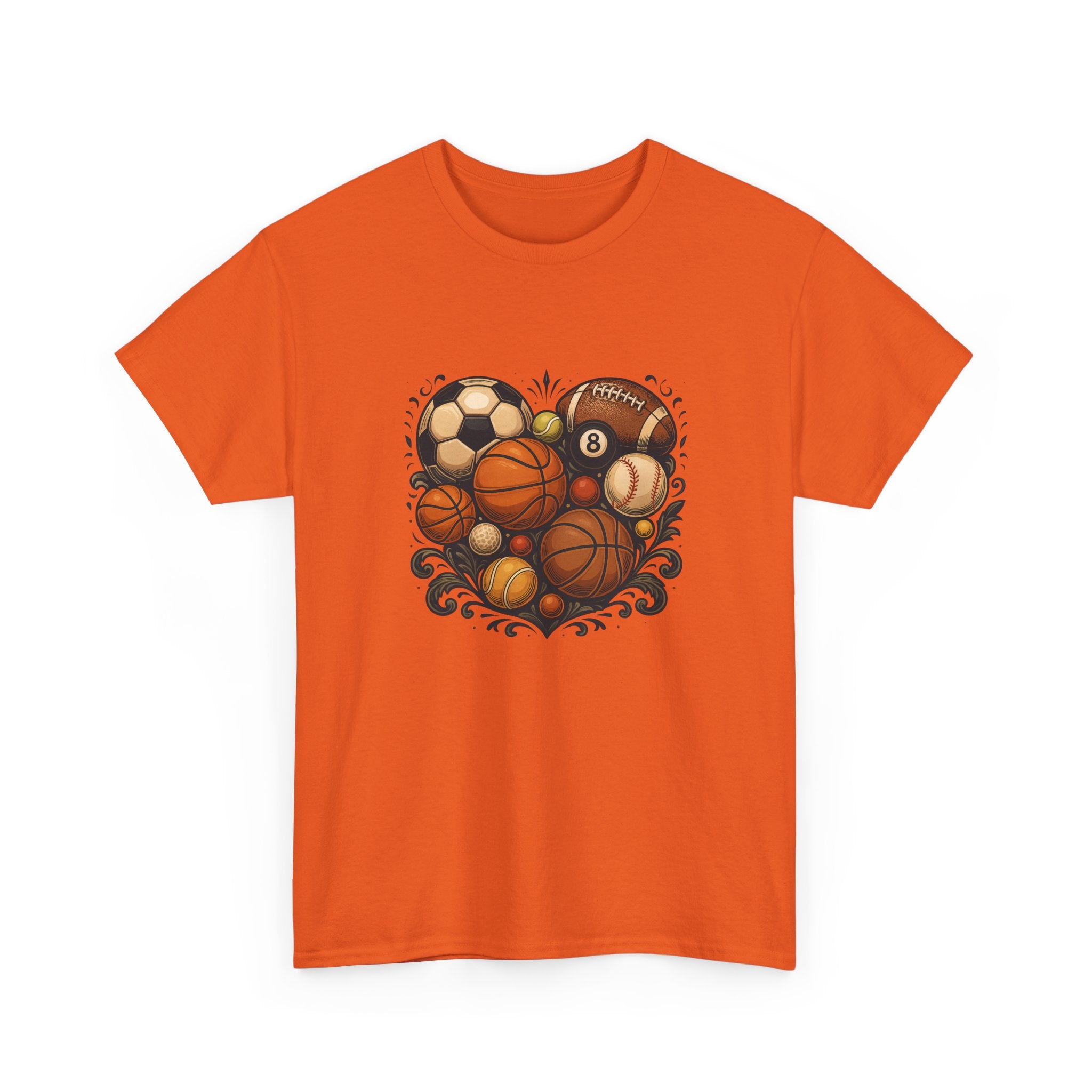 Sports Heart Graphic Tee — Basketball, Soccer & Baseball Love Shirt
