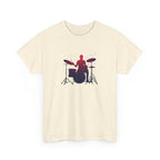 Drummer Silhouette T‑Shirt — Gradient Drum Kit Tee for Musicians & Band Fans