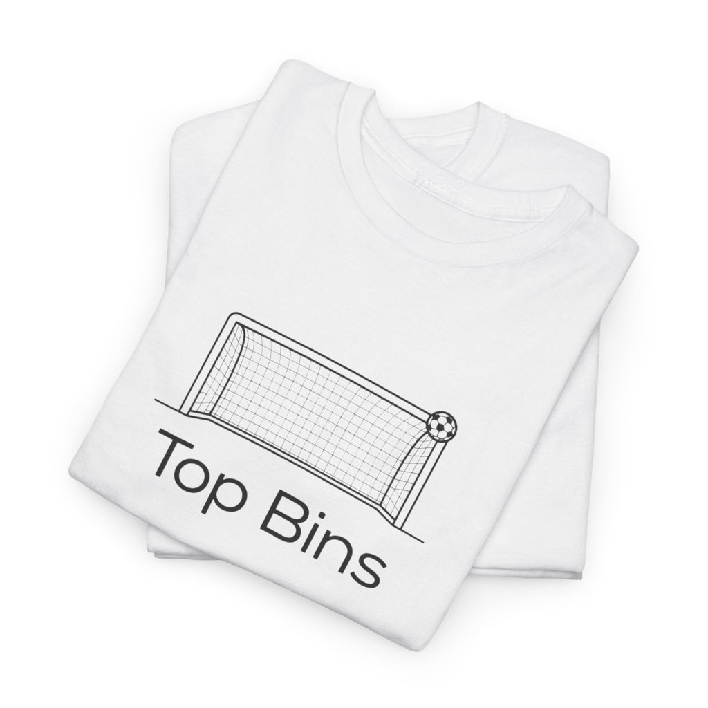 Top Bins T-Shirt – Minimal Soccer Goal Graphic Tee
