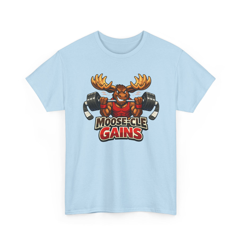 Moose-Cle Gains Tee — Funny Moose Weightlifting Gym Shirt