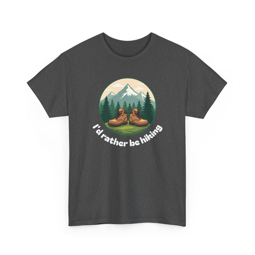 Hiking T-Shirt — 'I'd Rather Be Hiking' Mountain & Camping Graphic Tee