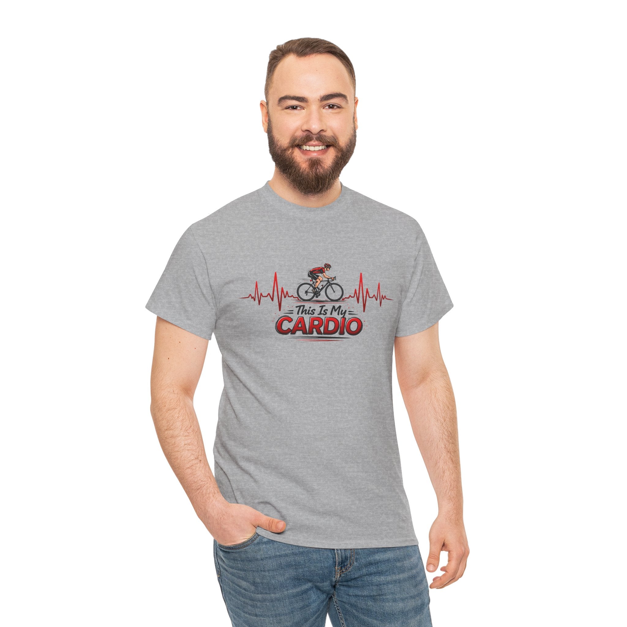 Cycling T‑Shirt — "This Is My Cardio" Bike Heartbeat Tee