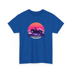 Woman Ride Horse Sunset T-Shirt — Retro Silhouette Beach Vibe Tee