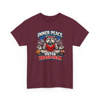 Funny Sports T-Shirt — "Inner Peace, Outer Trash-Talk" Bulldog Meditation Tee